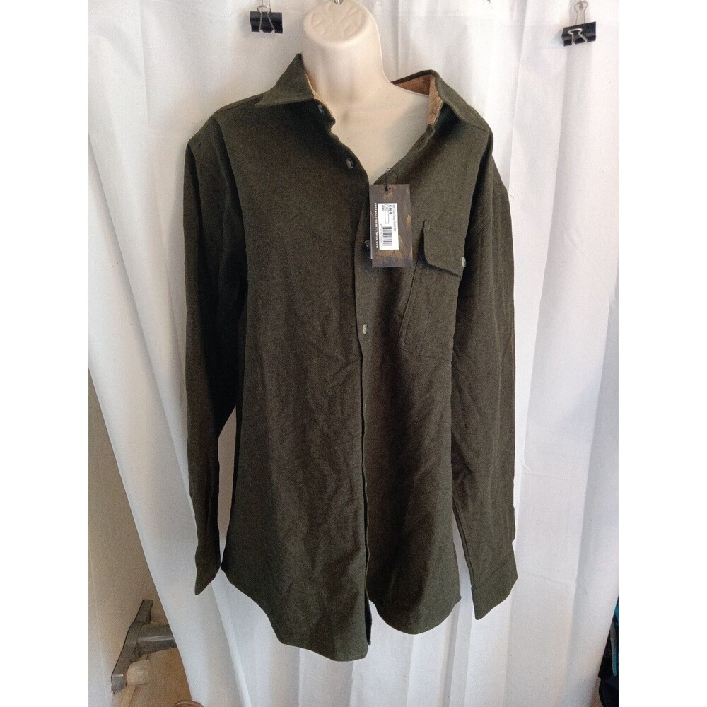 Legendary Whitetails Men's Buck Camp Flannel Shirt in an army green colorway